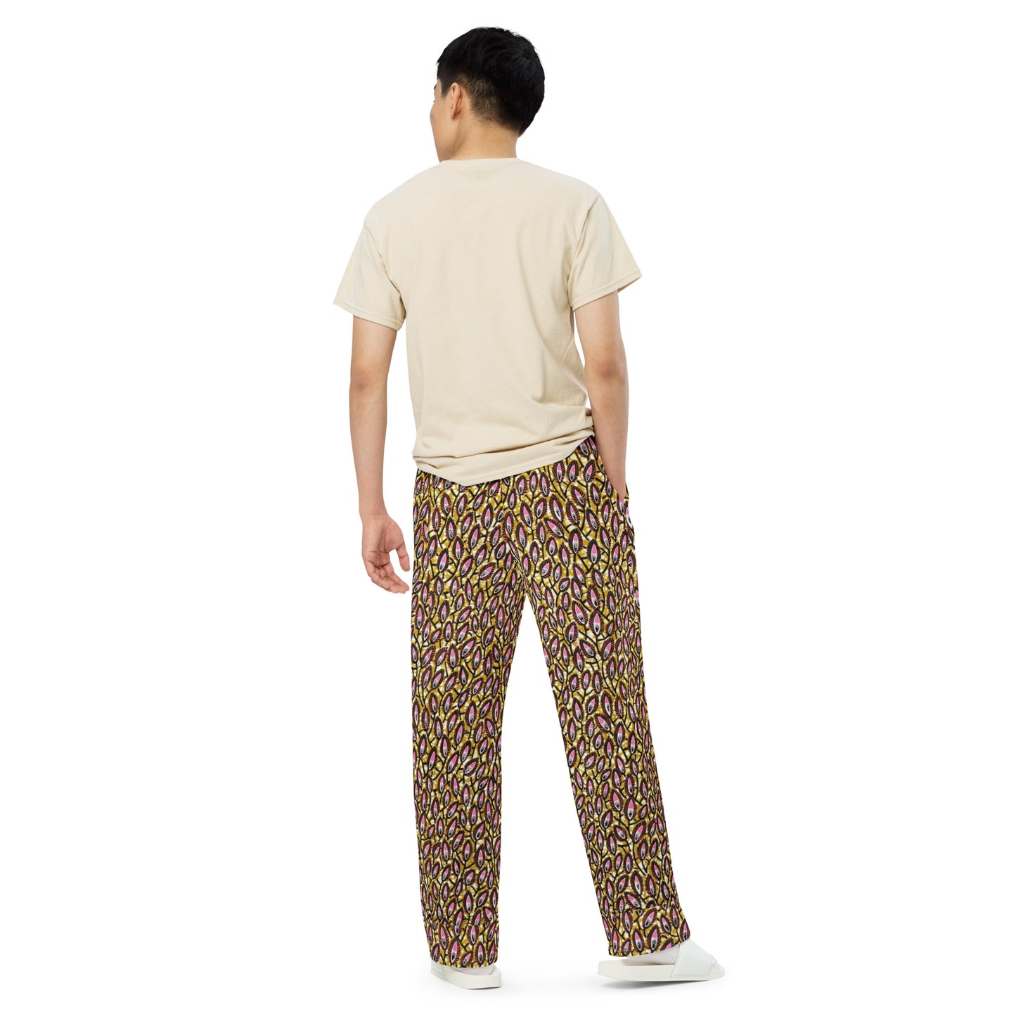 Pink Brown Ankara Unisex Wide-Leg Pants