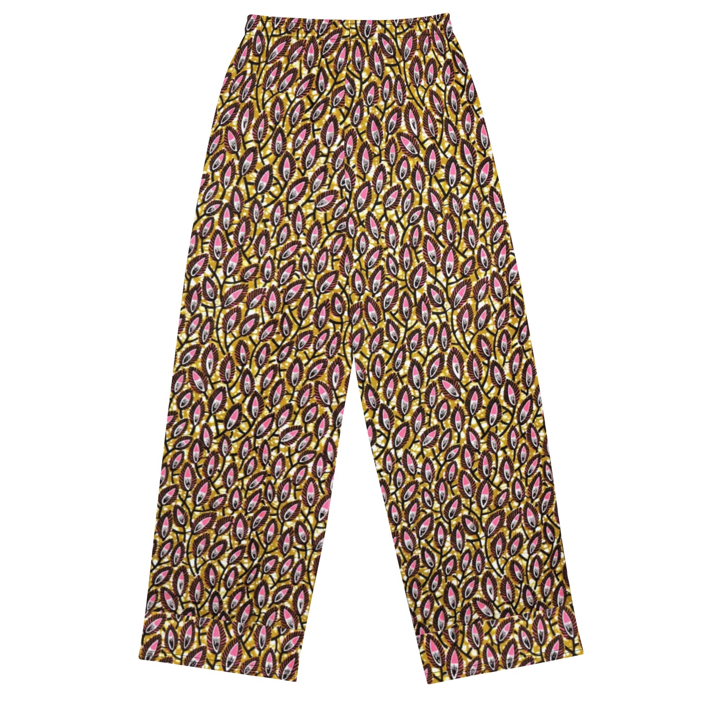 Pink Brown Ankara Unisex Wide-Leg Pants