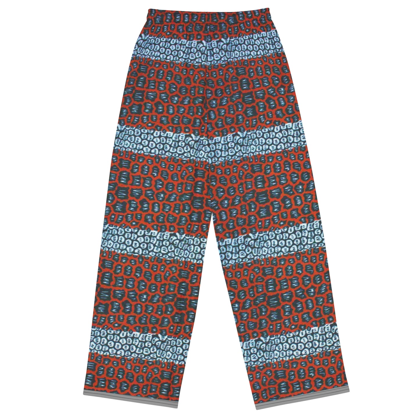 Grey Brick Orange Ankara Unisex Wide-Leg Pants