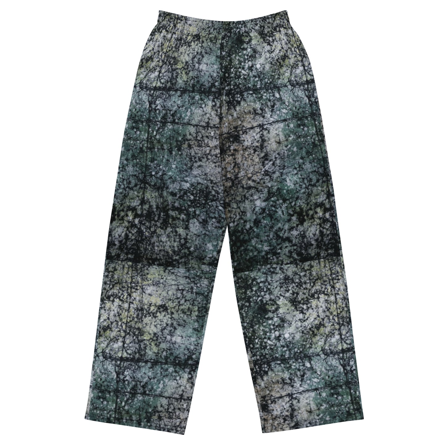 Dark Green Adire Unisex Wide-Leg Pants