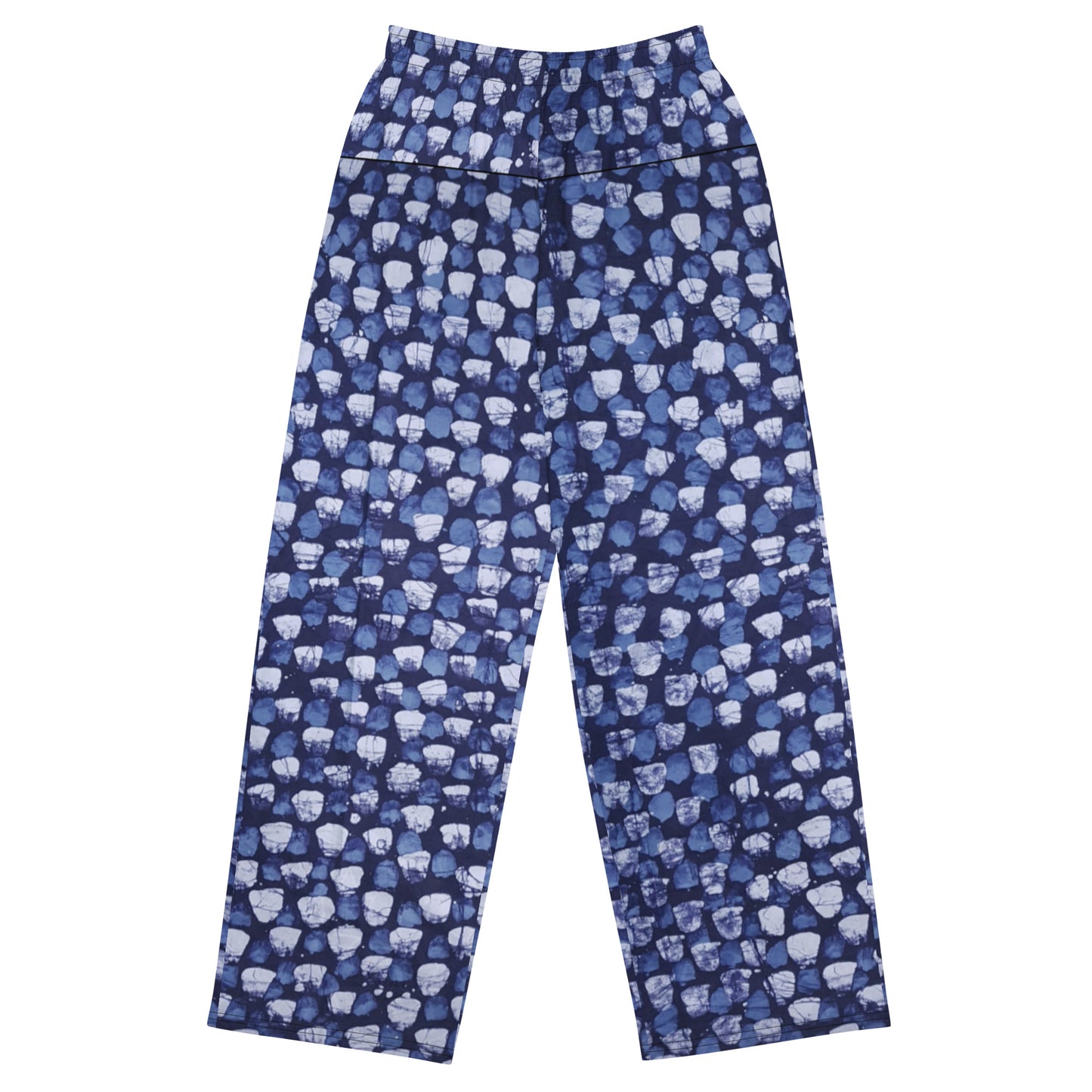 Blue Dotted Adire Unisex Wide-Leg Pants