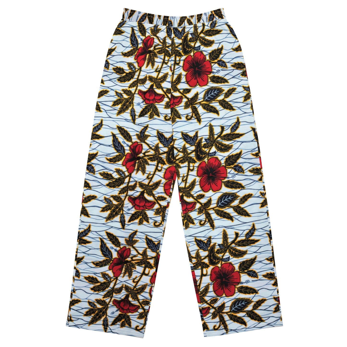 Hibiscus & Leaves Ankara Unisex Wide-Leg Pants