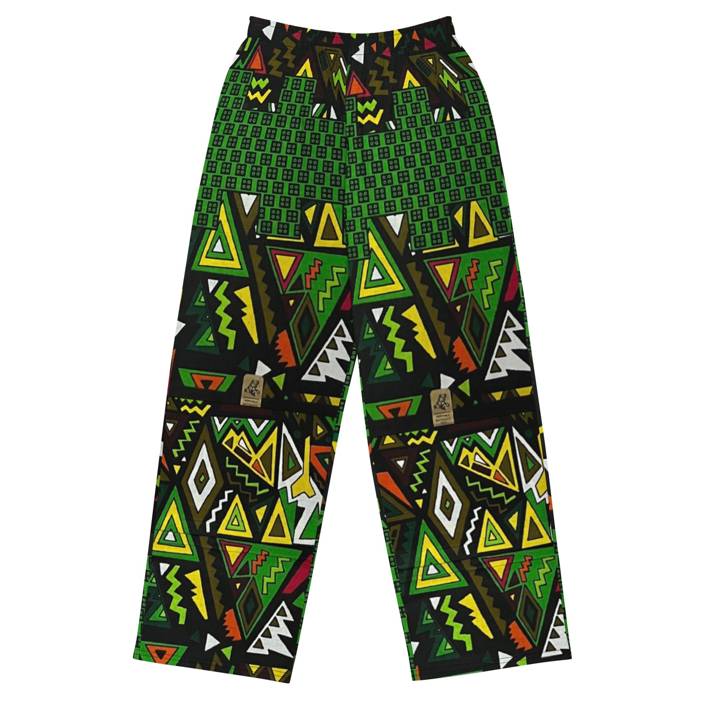 Vibrant Multicolour Green Black Yellow Red Ethnic Ankara Unisex Wide-Leg Pants