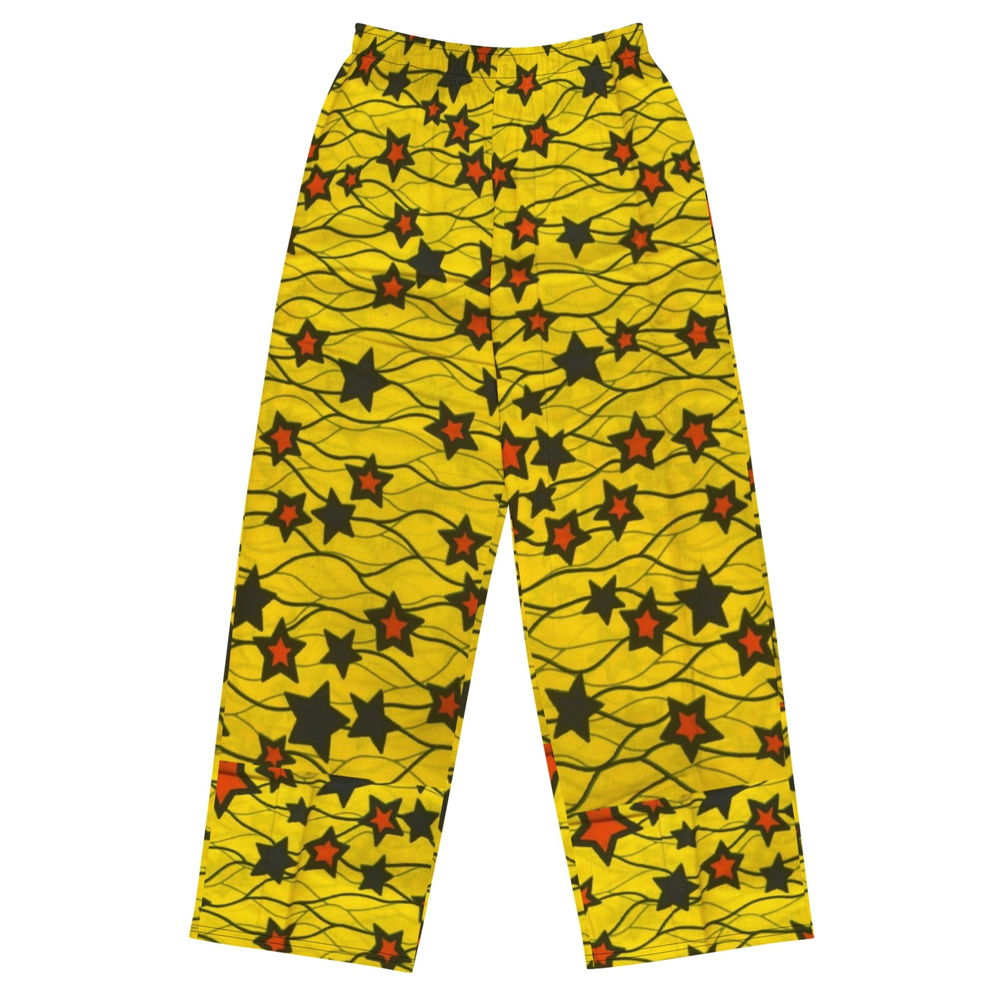 Yellow Orange Star Ankara Unisex Wide-Leg Pants