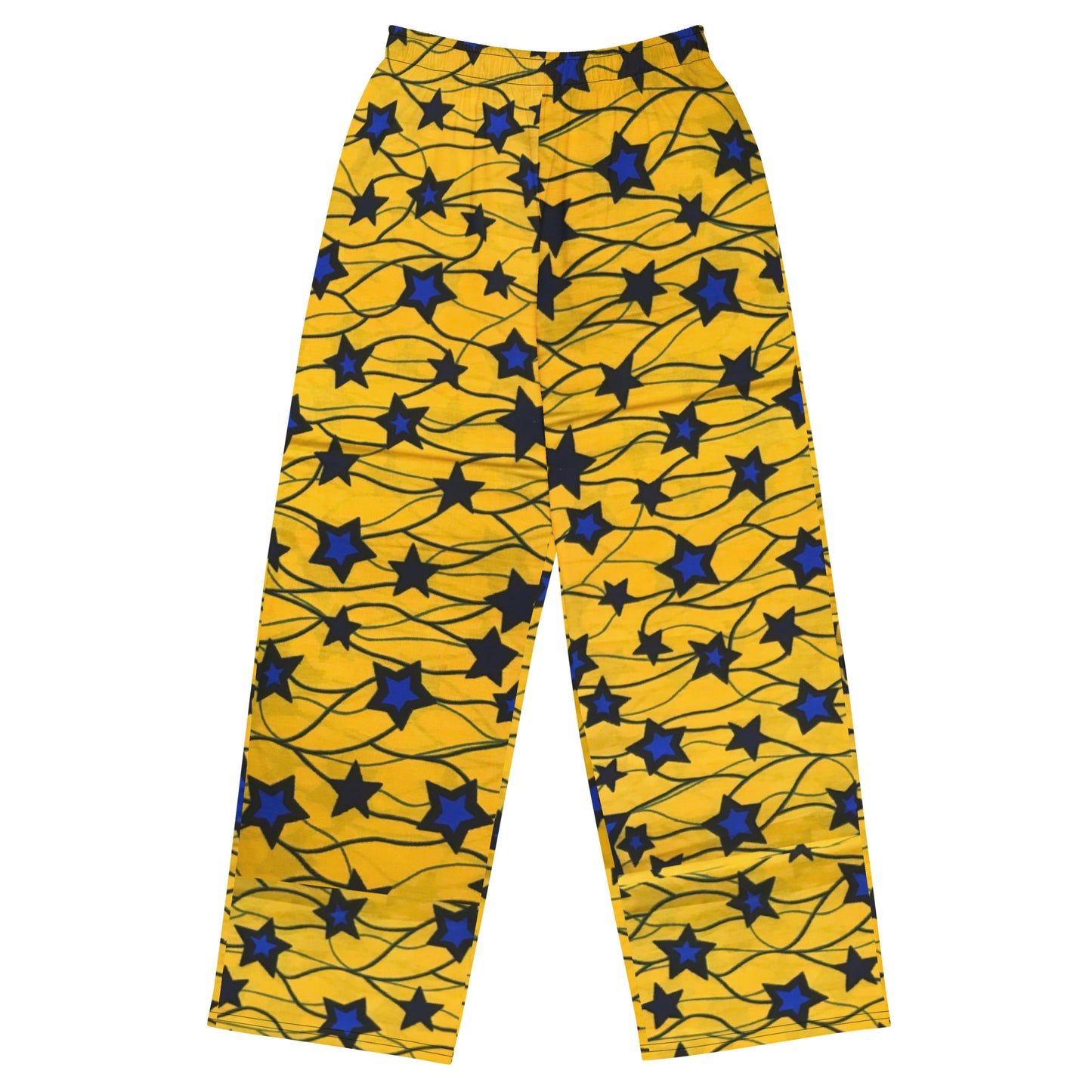 Yellow Blue Star Ankara Unisex Wide-Leg Pants