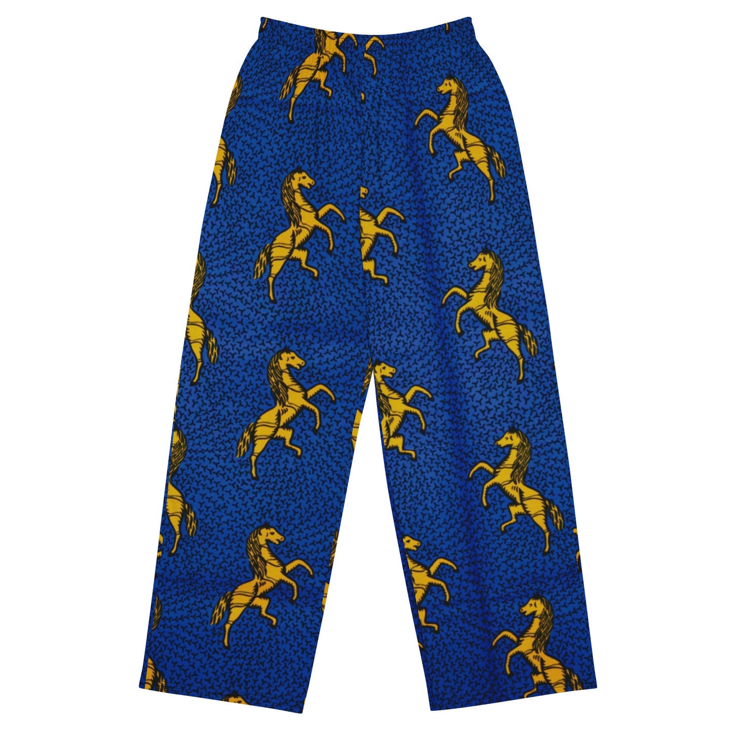 Yellow Horses On Blue Ankara Unisex Wide-Leg Pants