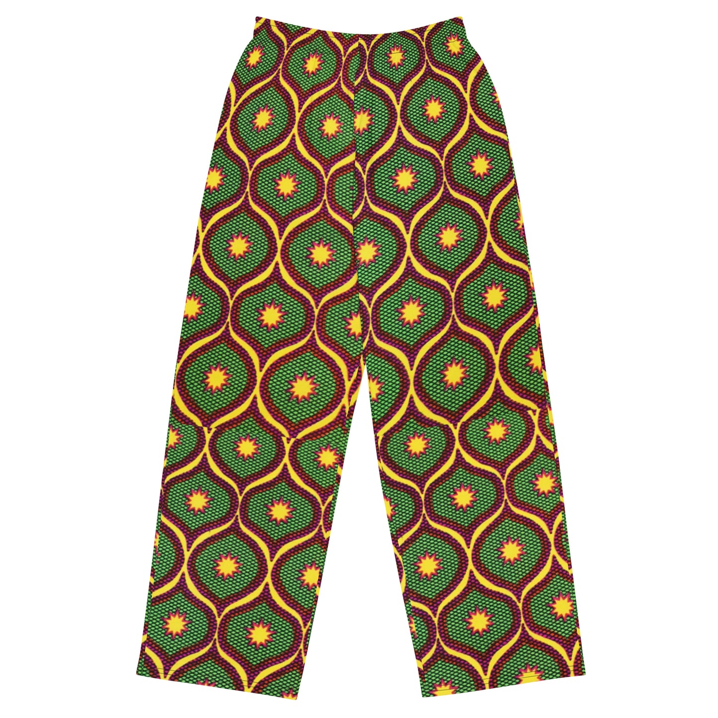 Yellow Green Ankara Unisex Wide-Leg Pants