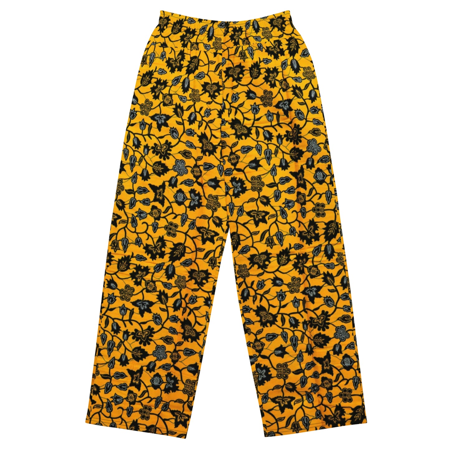 Yellow & Leaves Ankara Unisex Wide-Leg Pants