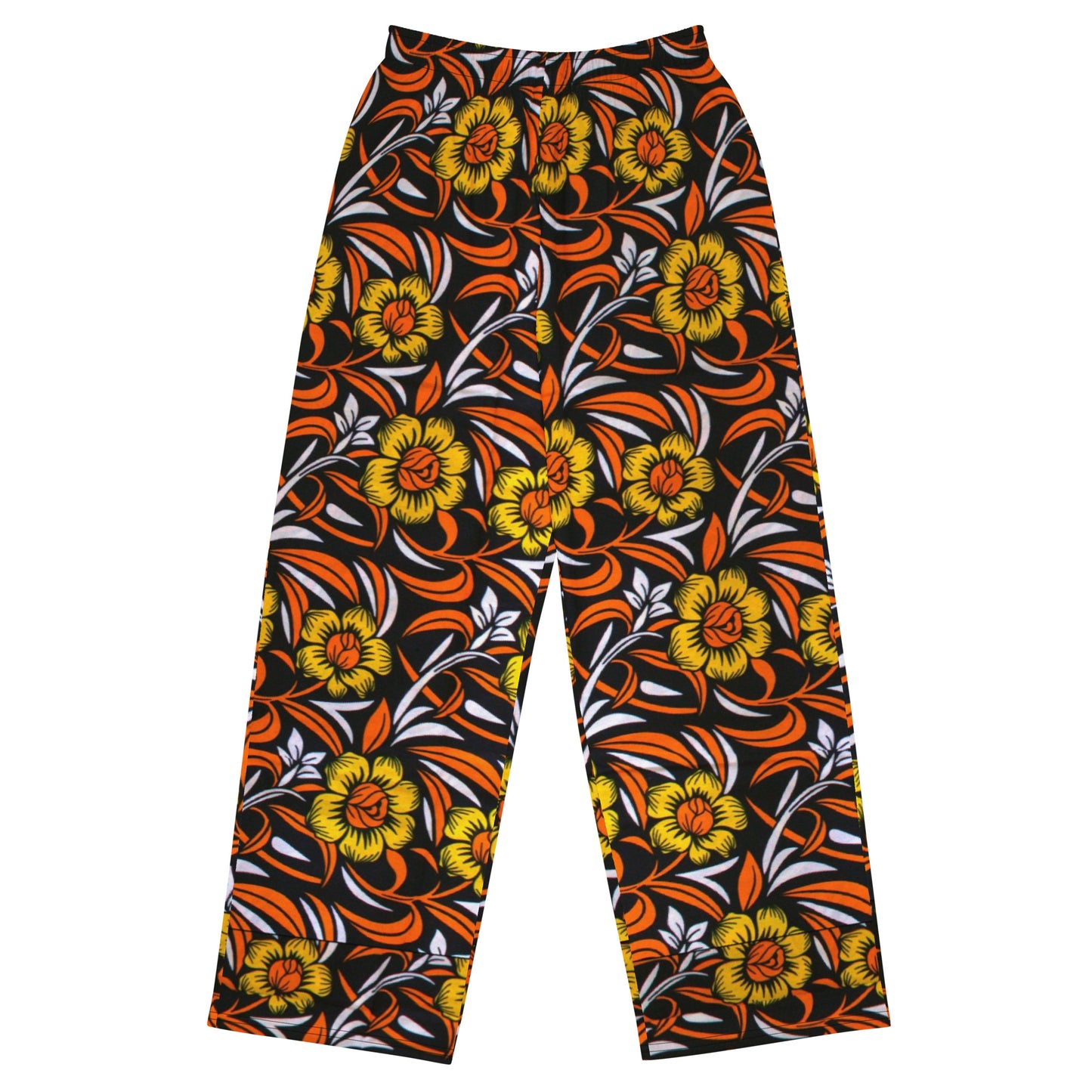 Yellow & Orange Floral Ankara Unisex Wide-Leg Pants