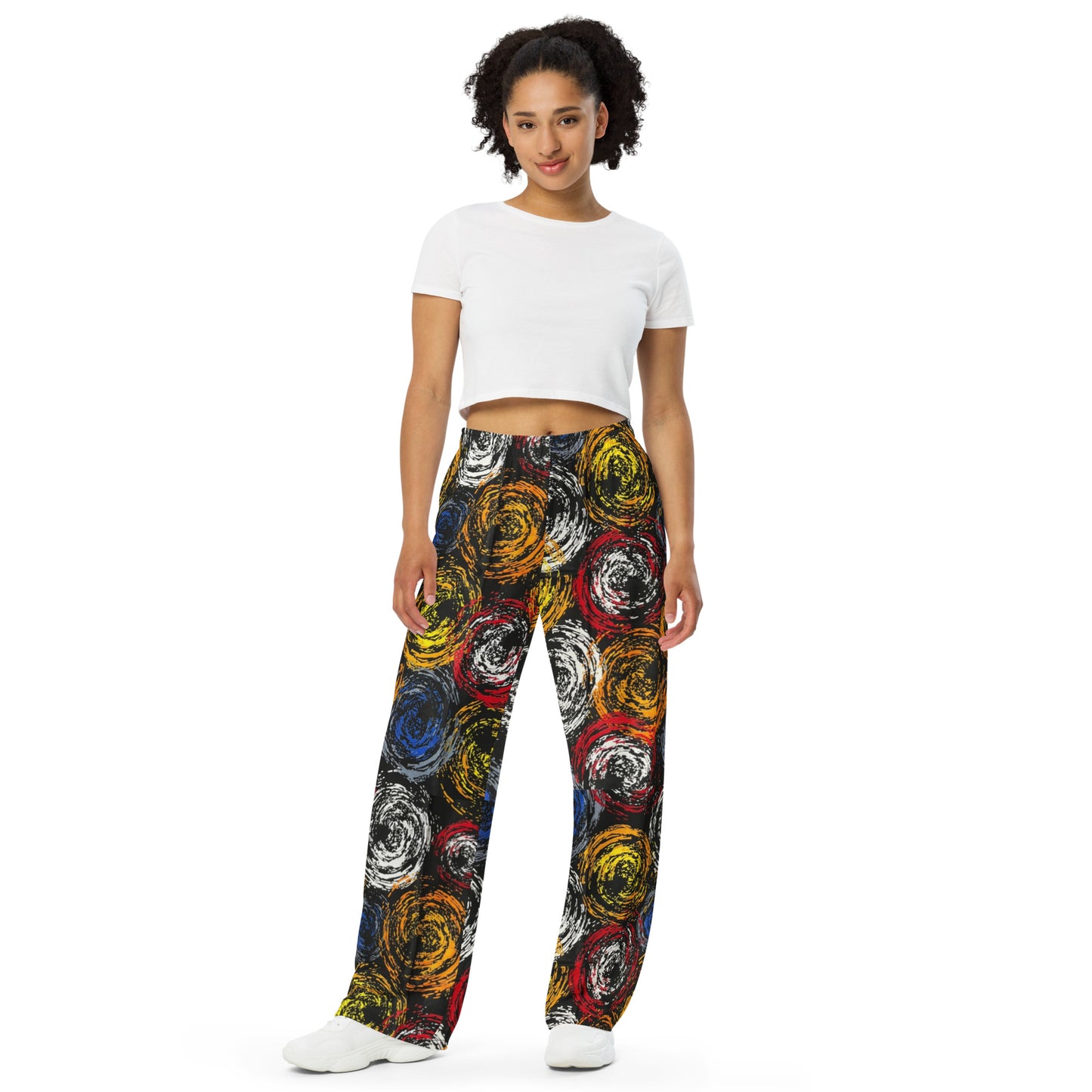 Vibrant Colourful Swirls Ankara Unisex Wide-Leg Pants