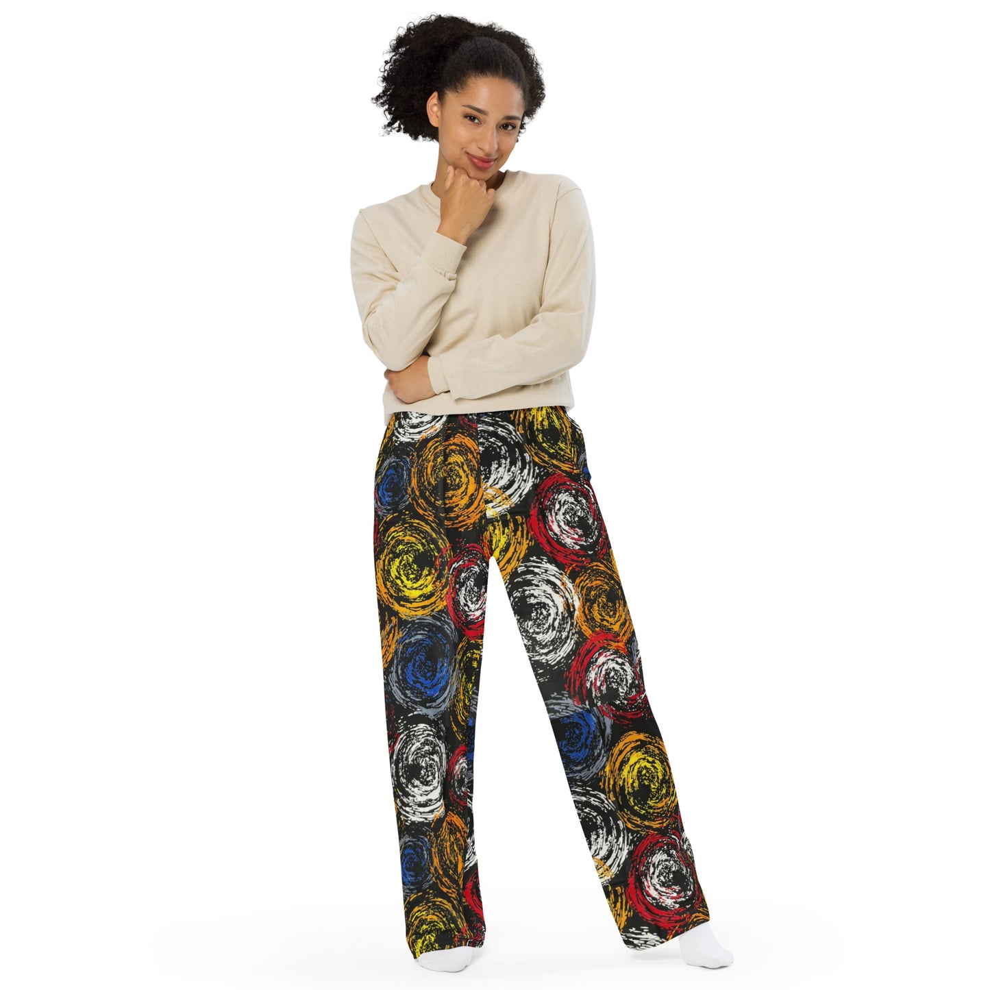 Vibrant Colourful Swirls Ankara Unisex Wide-Leg Pants