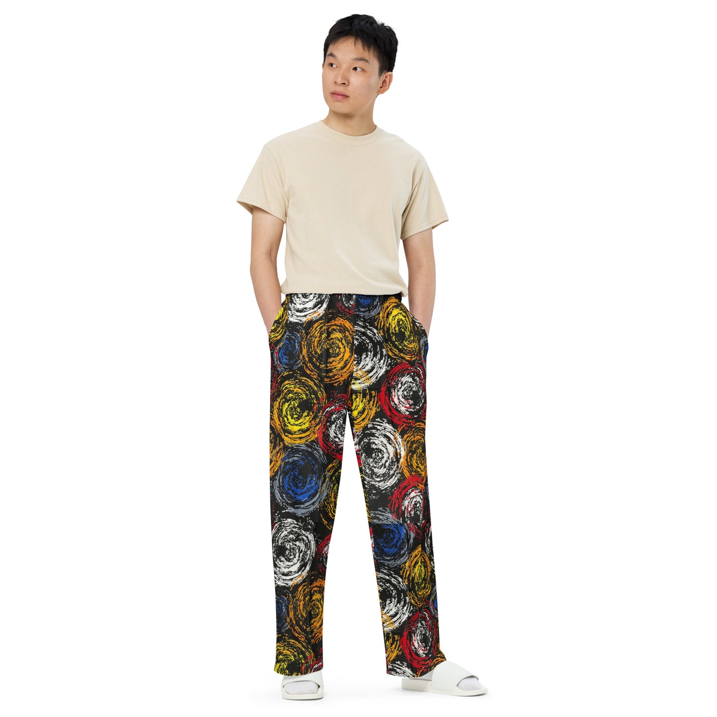 Vibrant Colourful Swirls Ankara Unisex Wide-Leg Pants