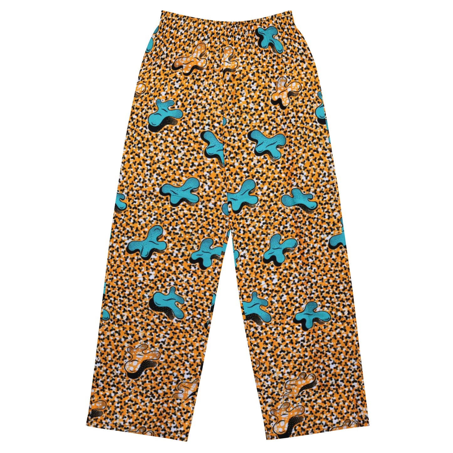 Sky Blue & Pale Orange Ankara Unisex Wide-Leg Pants