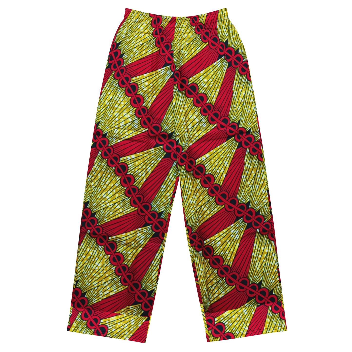 Red On Lime Green Ankara Unisex Wide-Leg Pants