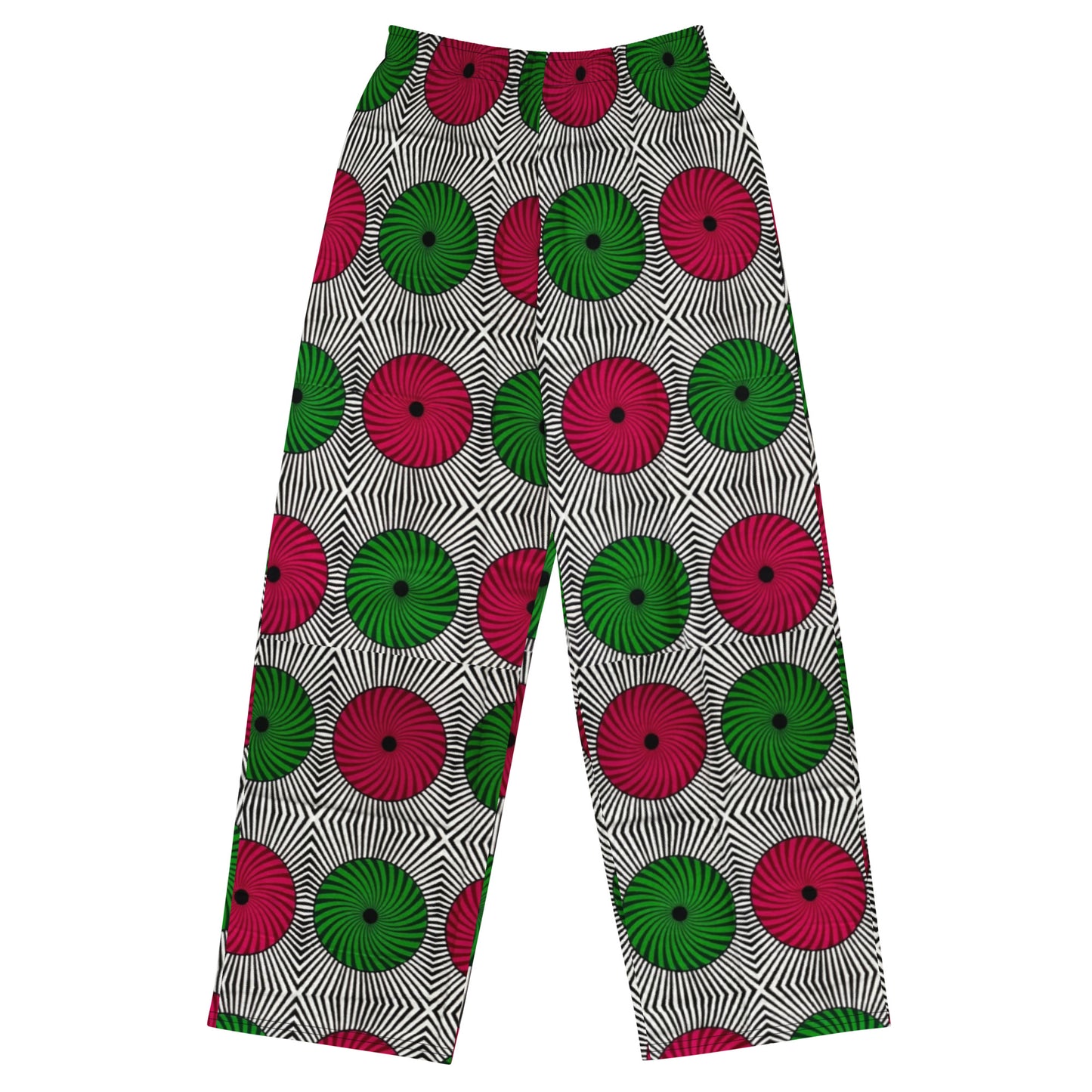 Red Green Mandela Ankara Unisex Wide-Leg Pants