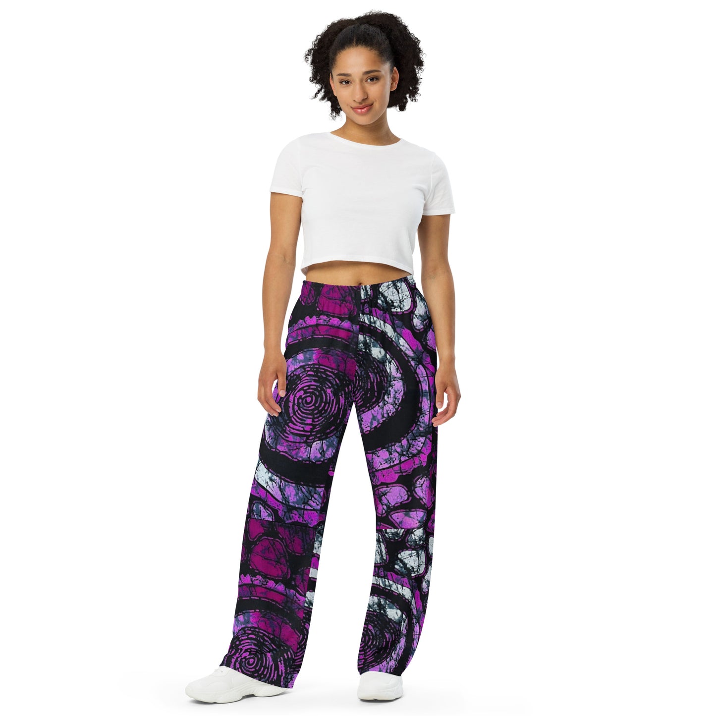 Purple & Black Ankara Unisex Wide-Leg Pants