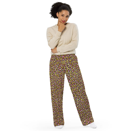 Pink Brown Ankara Unisex Wide-Leg Pants