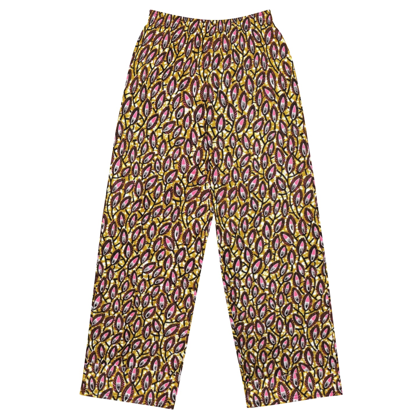 Pink Brown Ankara Unisex Wide-Leg Pants