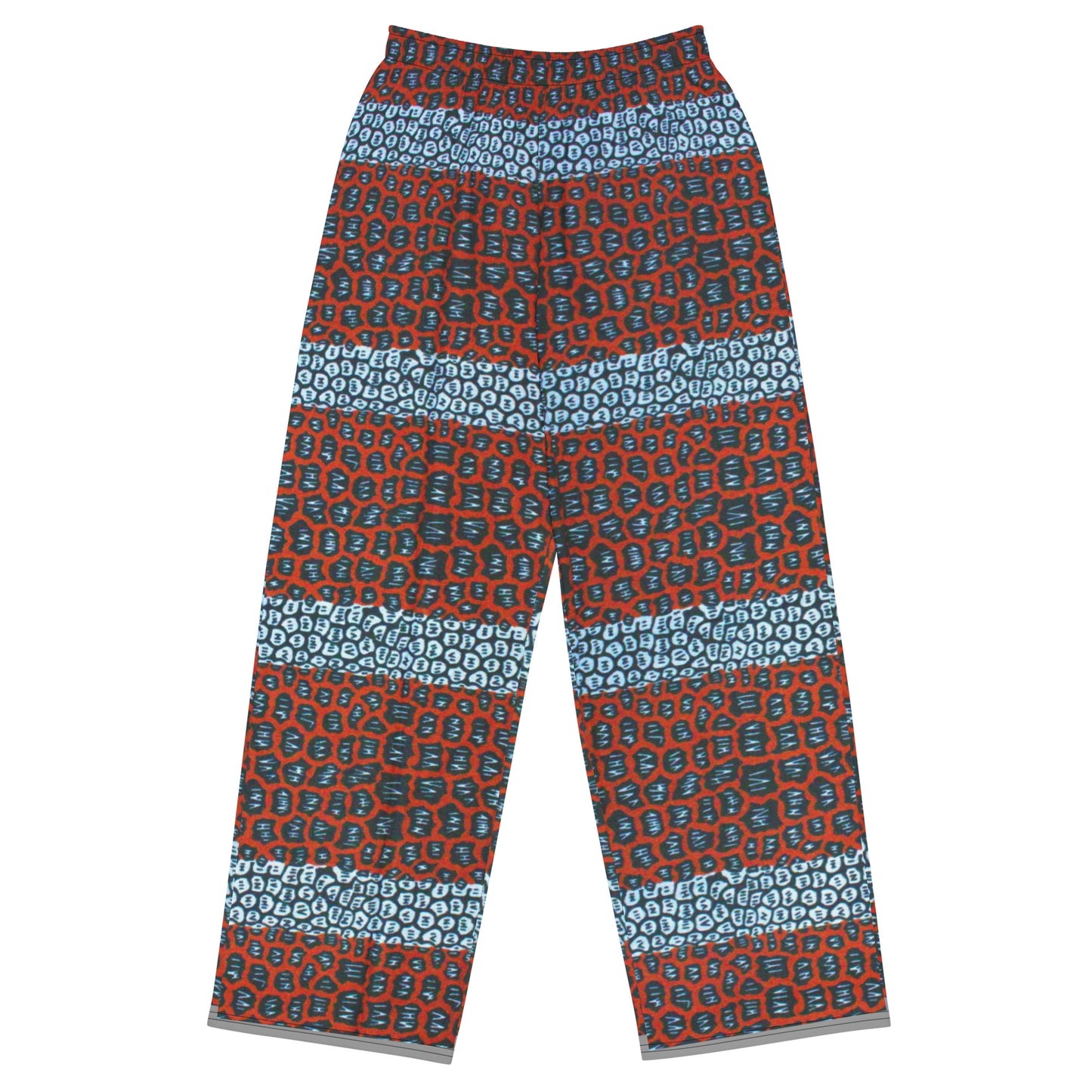 Grey Brick Orange Ankara Unisex Wide-Leg Pants