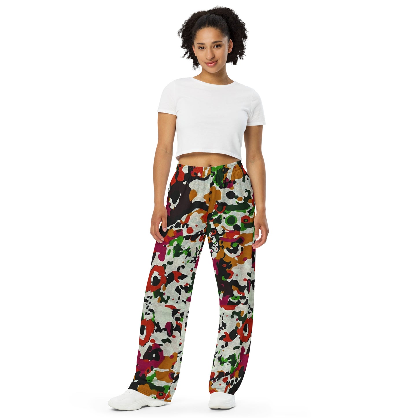 Multicolour Paint Ankara Unisex Wide-Leg Pants