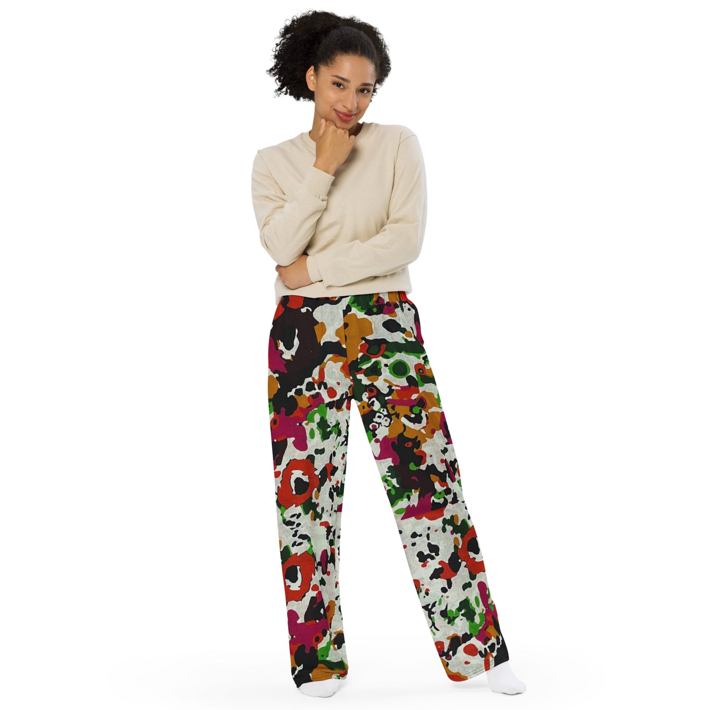 Multicolour Paint Ankara Unisex Wide-Leg Pants