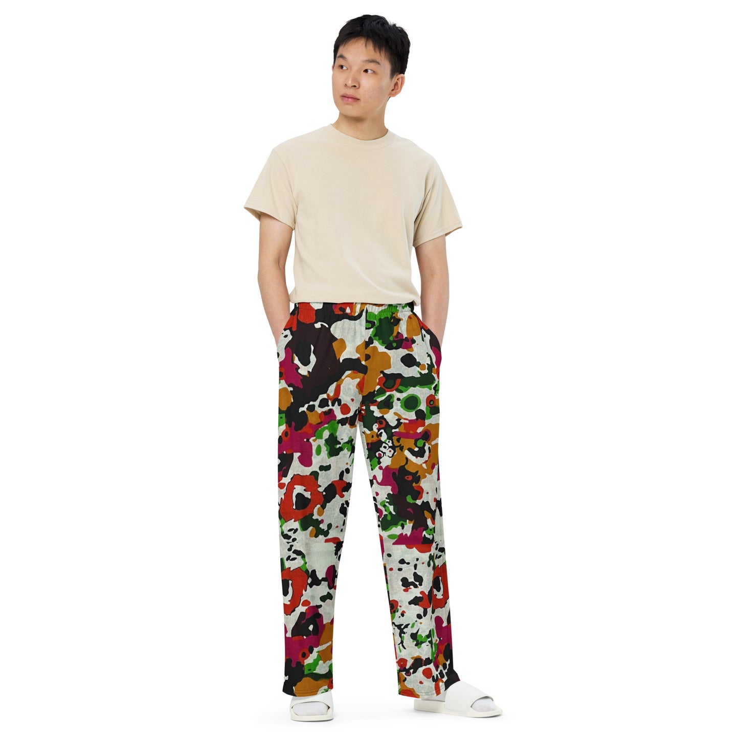 Multicolour Paint Ankara Unisex Wide-Leg Pants