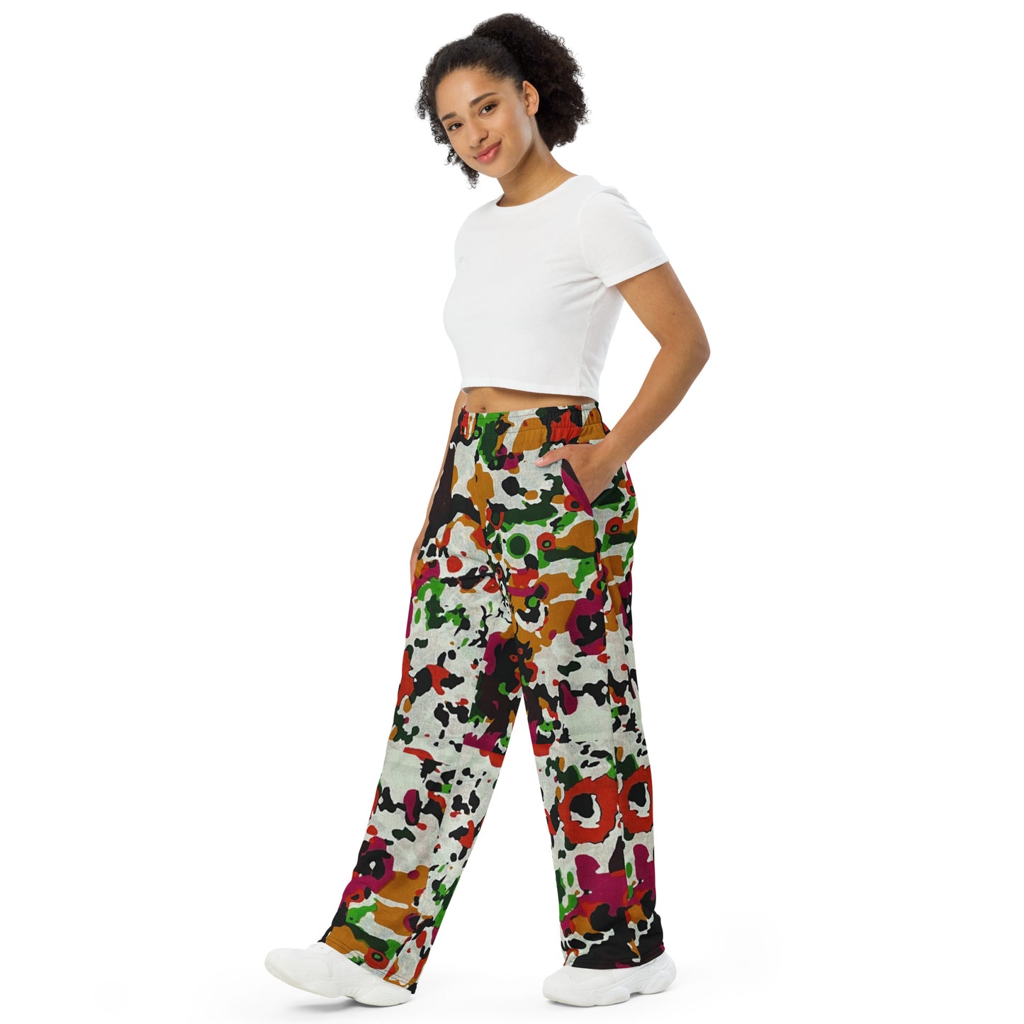 Multicolour Paint Ankara Unisex Wide-Leg Pants