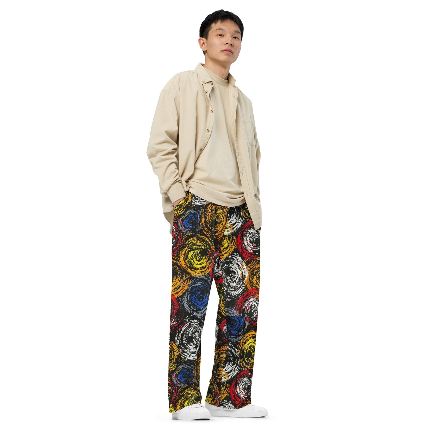 Vibrant Colourful Swirls Ankara Unisex Wide-Leg Pants