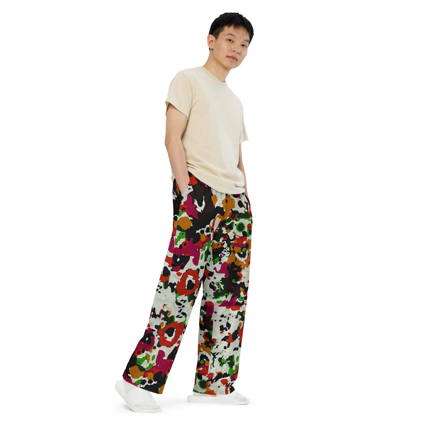 Multicolour Paint Ankara Unisex Wide-Leg Pants