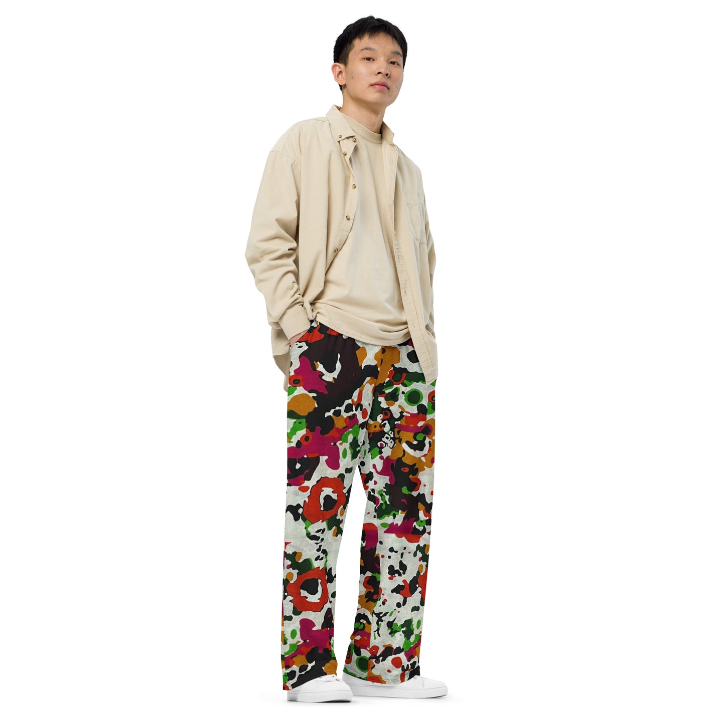 Multicolour Paint Ankara Unisex Wide-Leg Pants