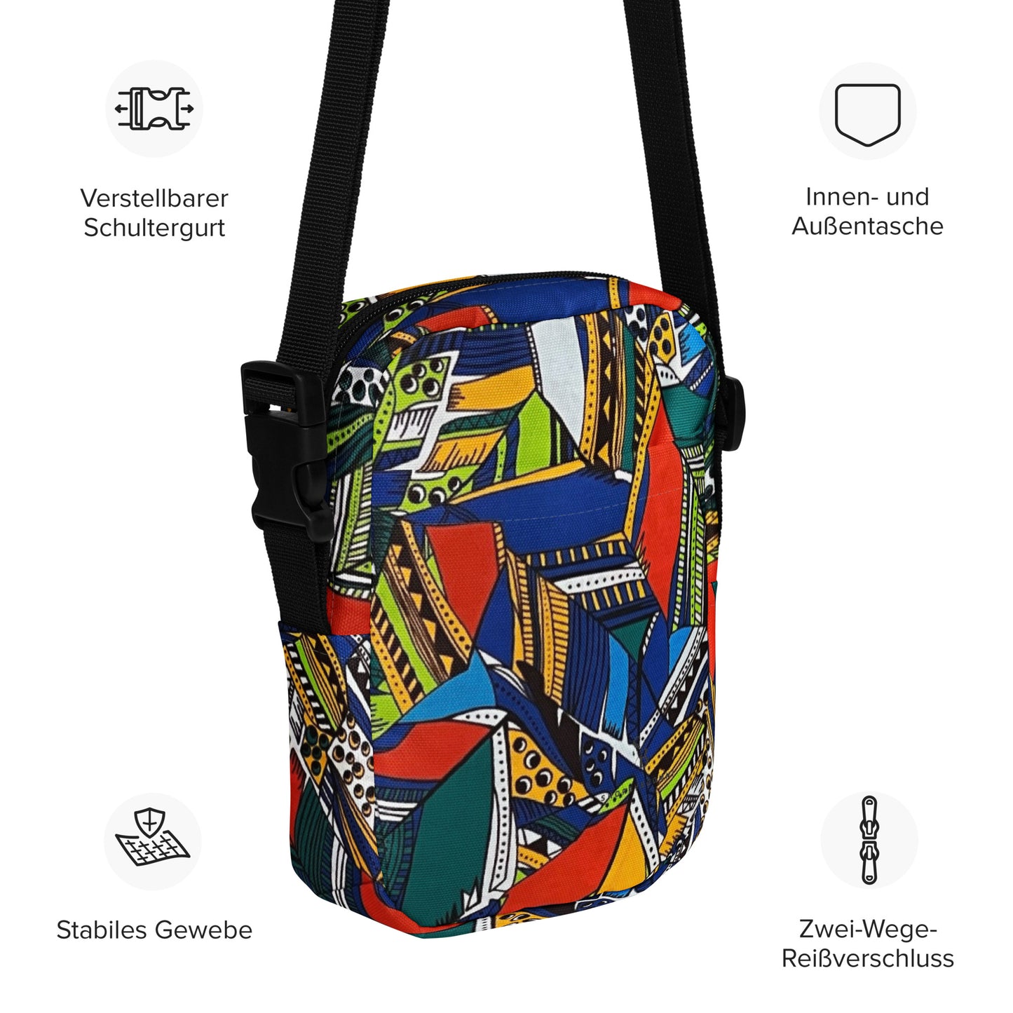 Multicolour Shapes Utility Crossbody Bag