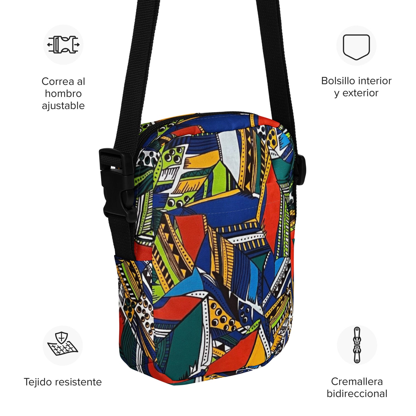 Multicolour Shapes Utility Crossbody Bag