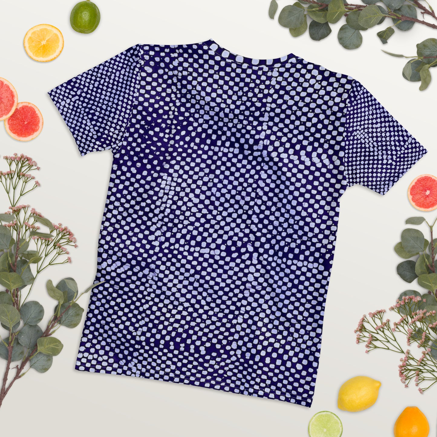 Purple And White Polka Dots Adire Women's T-shirt