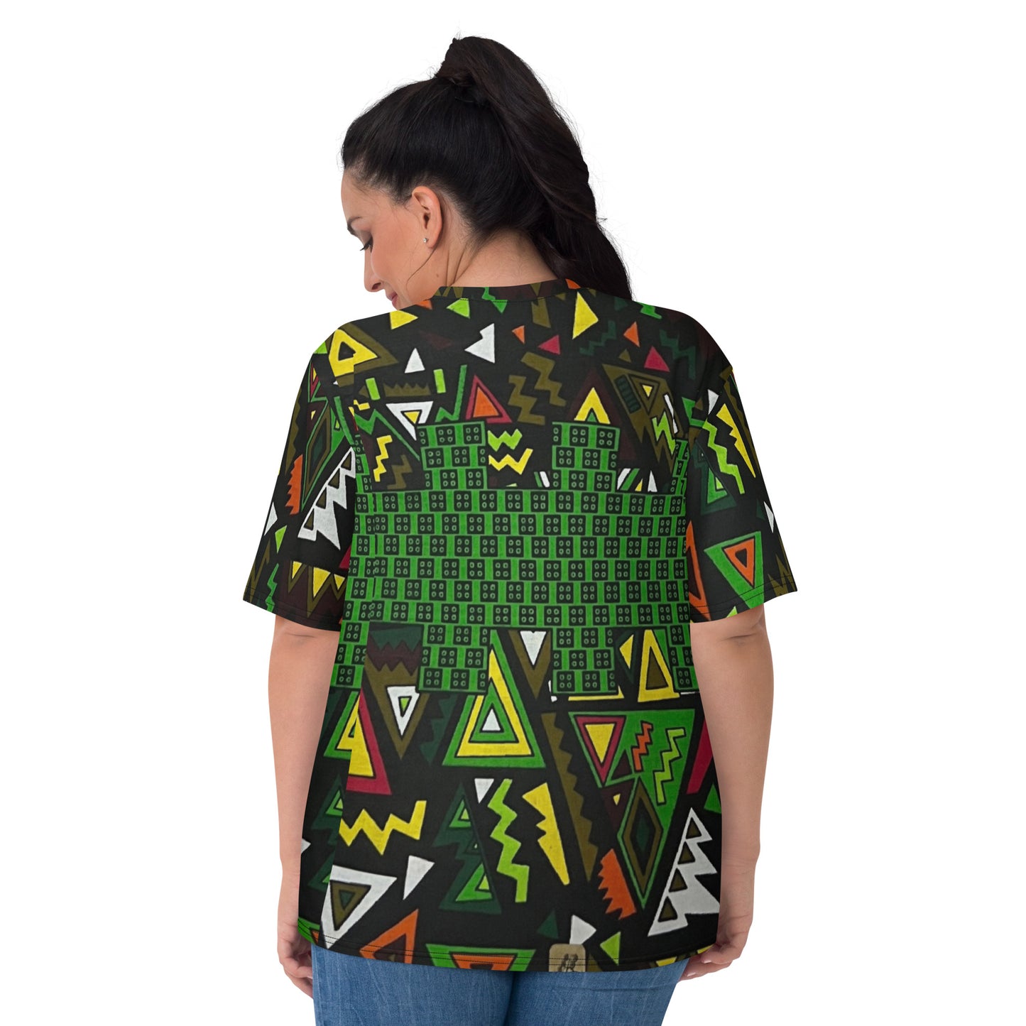 Vibrant Multicolour Green Black Yellow Red Ethnic Ankara Women's T-shirt