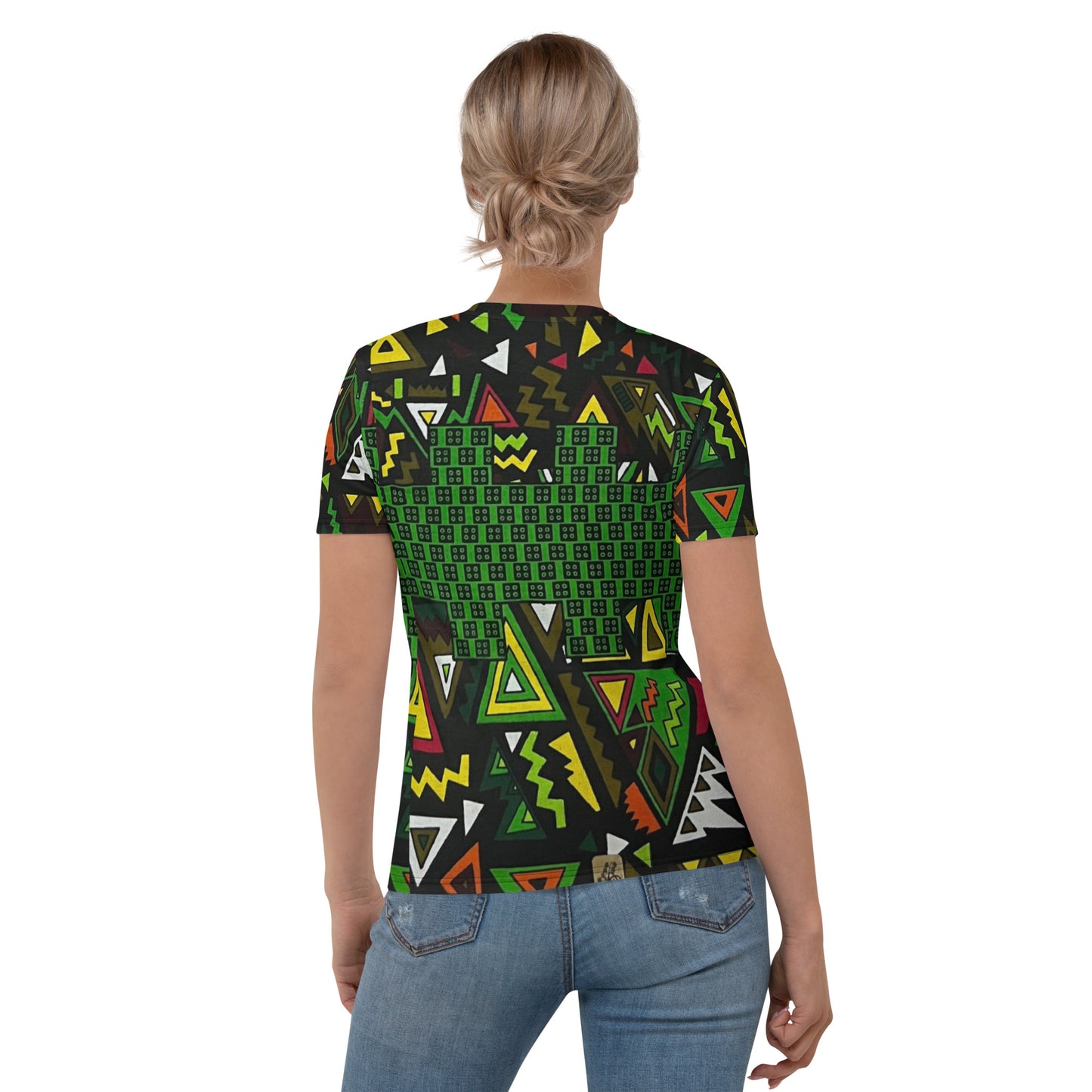 Vibrant Multicolour Green Black Yellow Red Ethnic Ankara Women's T-shirt