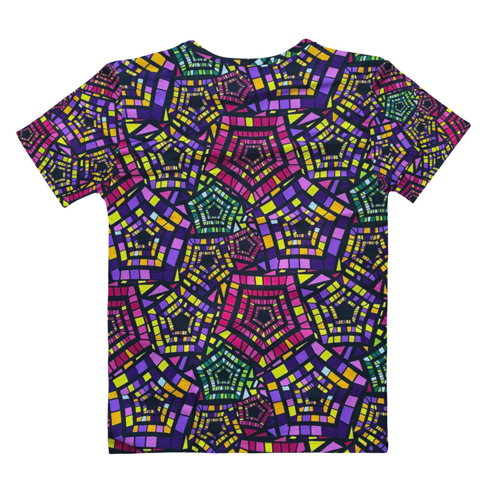 Yellow Pink Green Kente Ankara Women's T-shirt