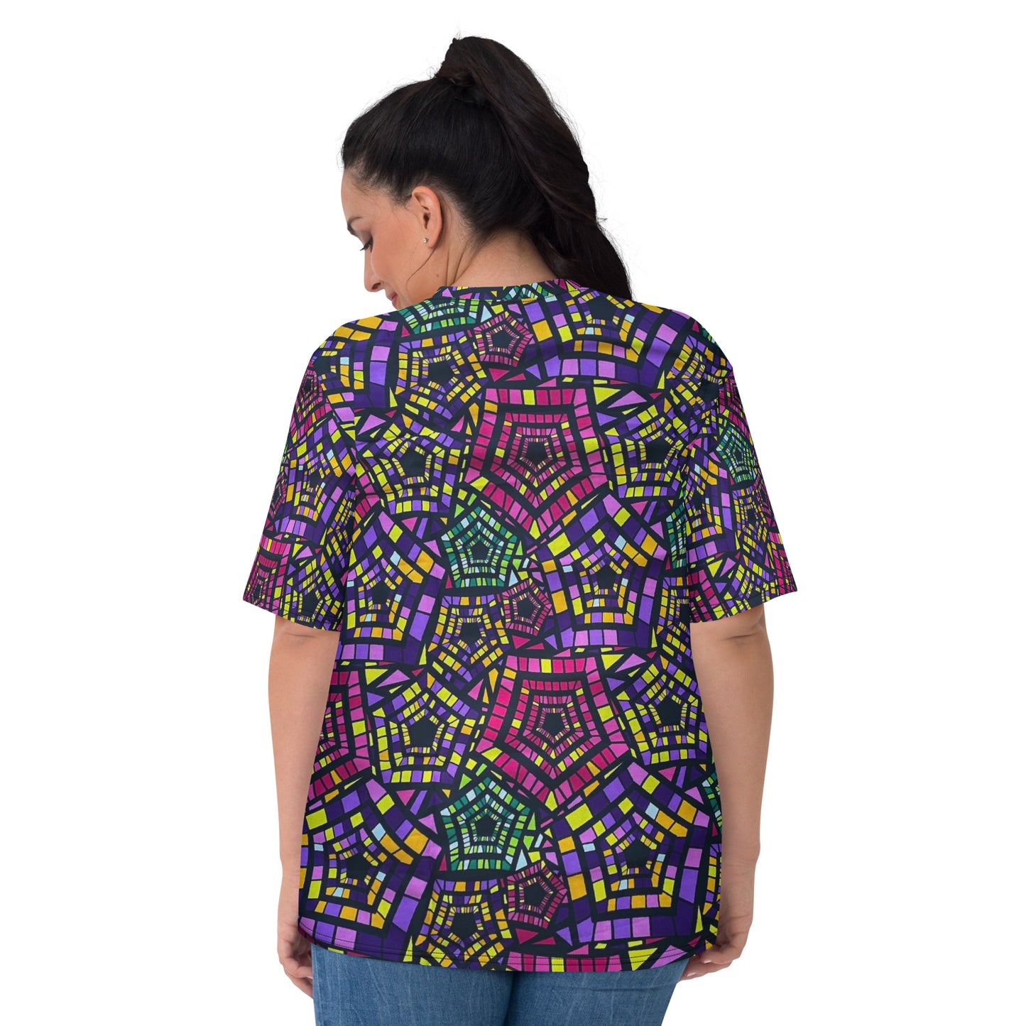 Yellow Pink Green Kente Ankara Women's T-shirt