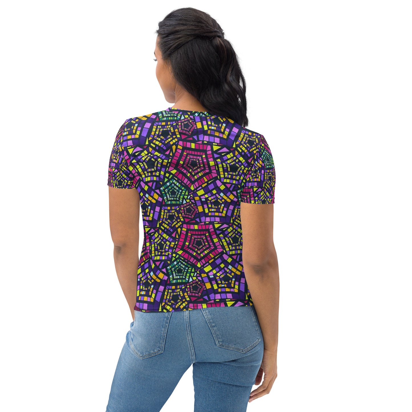 Yellow Pink Green Kente Ankara Women's T-shirt