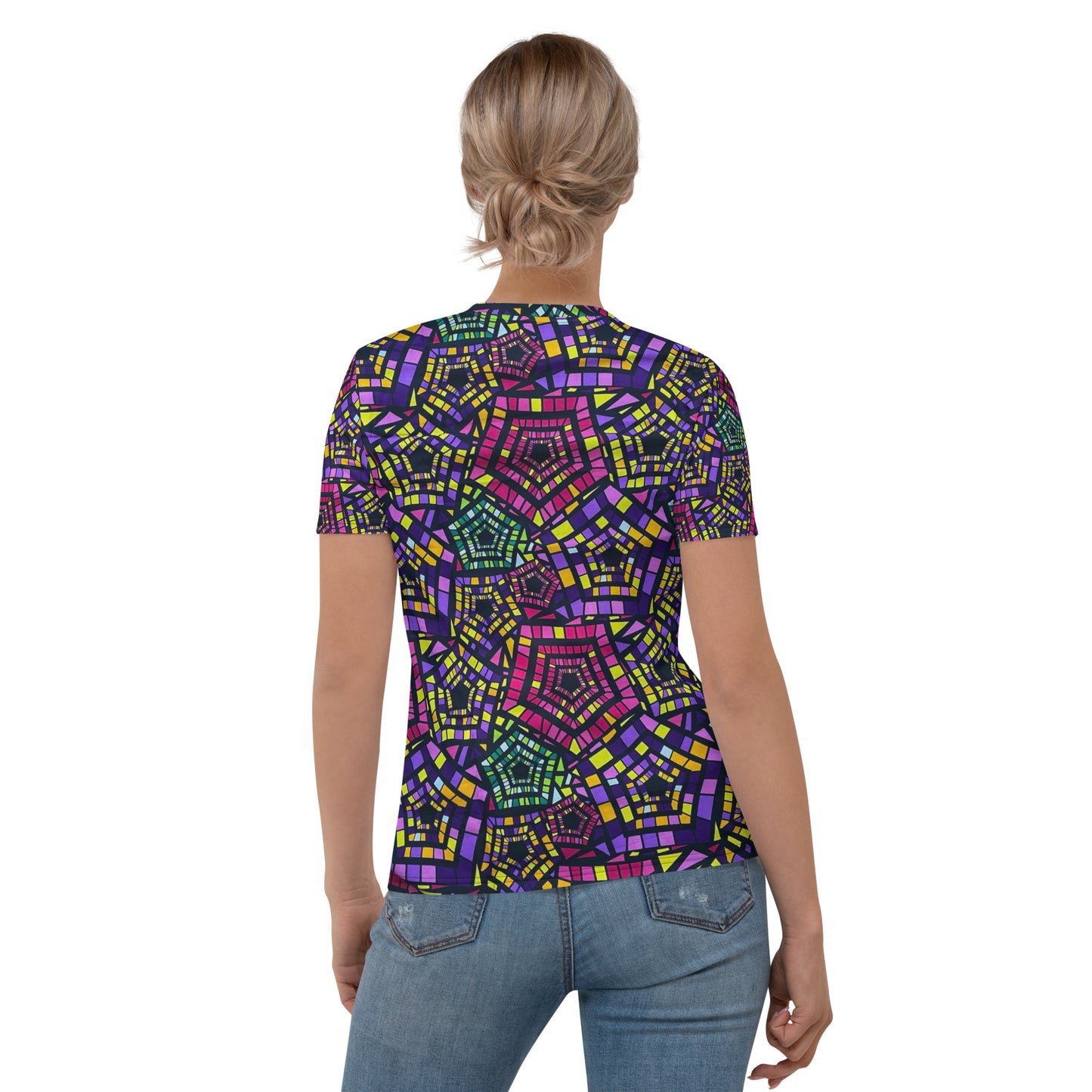 Yellow Pink Green Kente Ankara Women's T-shirt