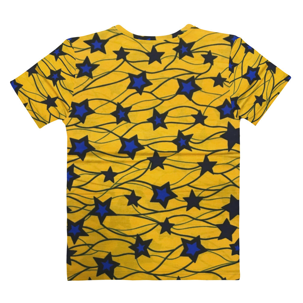 Yellow Blue Star Ankara Women's T-shirt