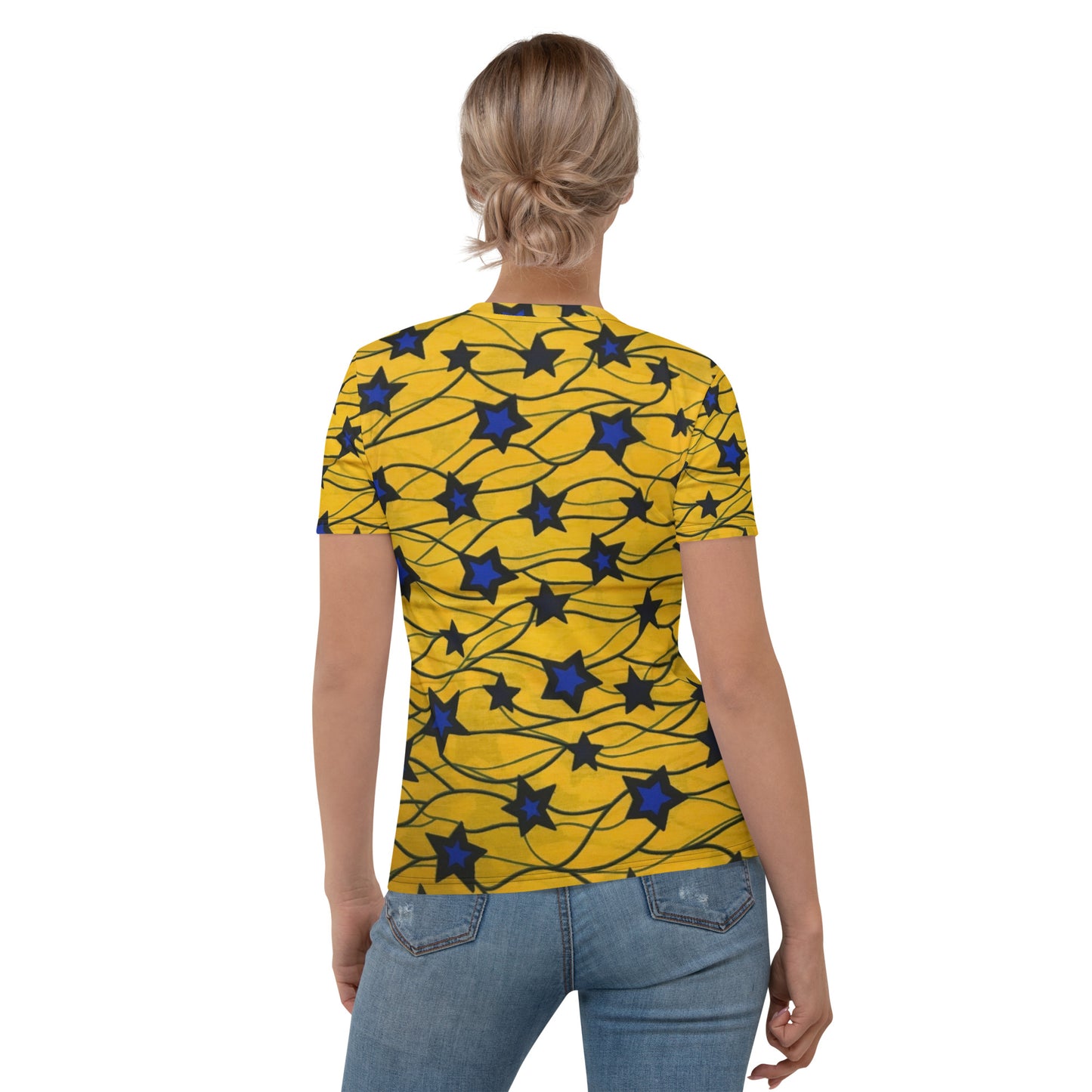 Yellow Blue Star Ankara Women's T-shirt