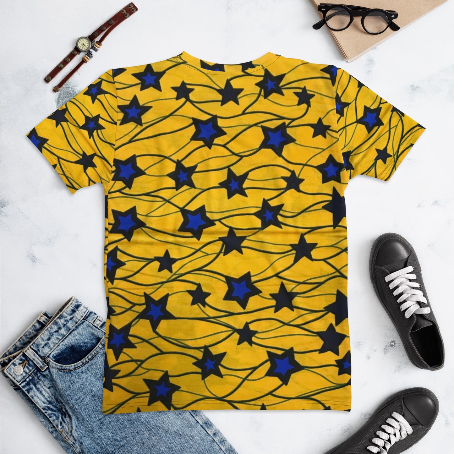 Yellow Blue Star Ankara Women's T-shirt