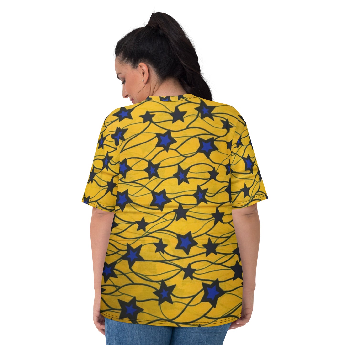 Yellow Blue Star Ankara Women's T-shirt