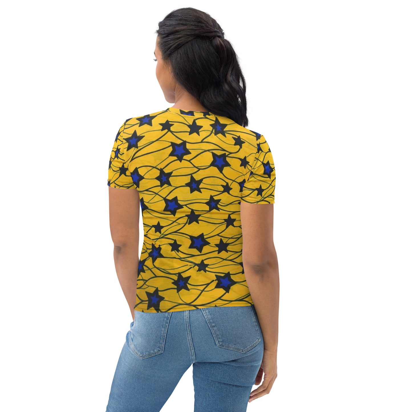 Yellow Blue Star Ankara Women's T-shirt