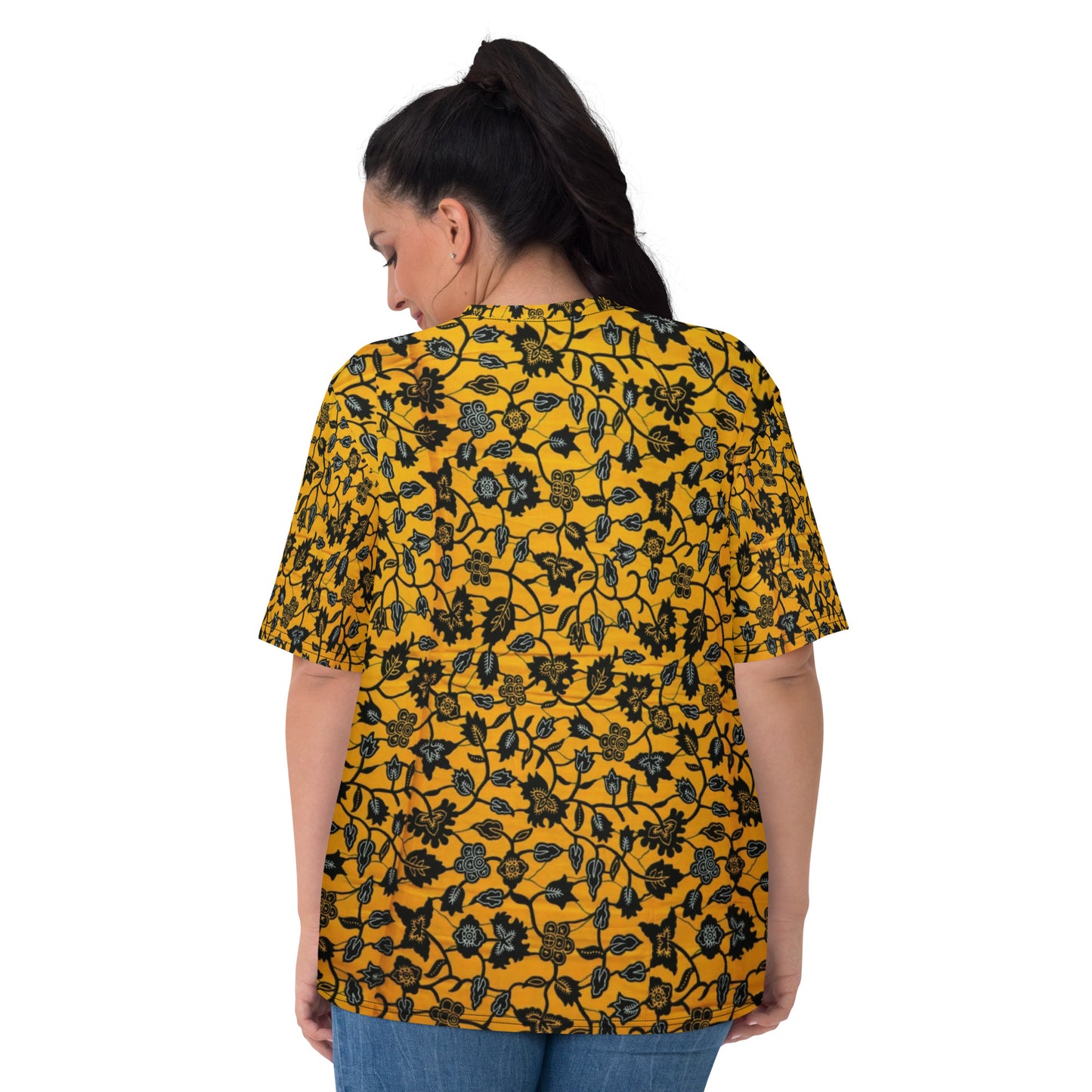 Yellow & Leaves Ankara Women's T-shirt