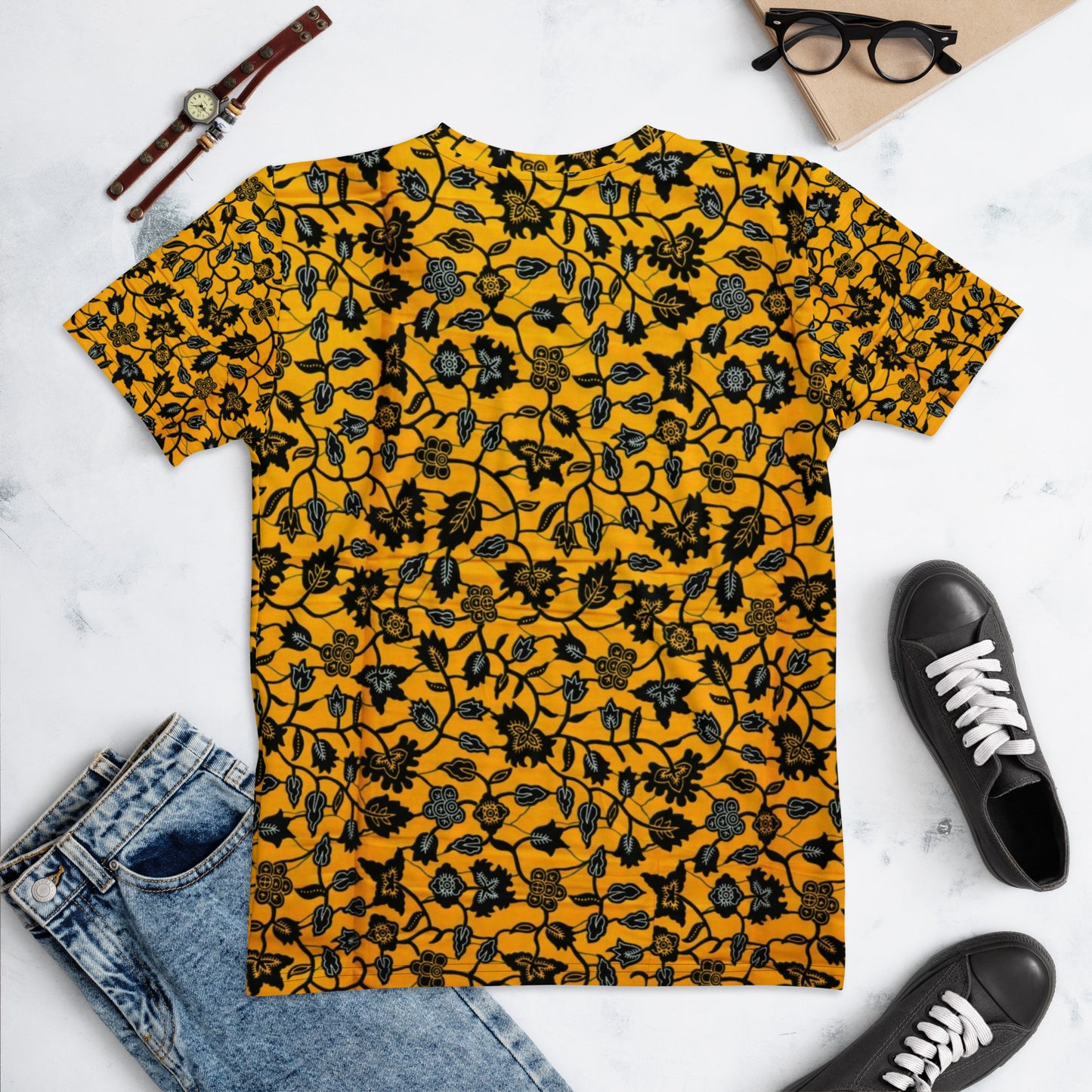 Yellow & Leaves Ankara Women's T-shirt