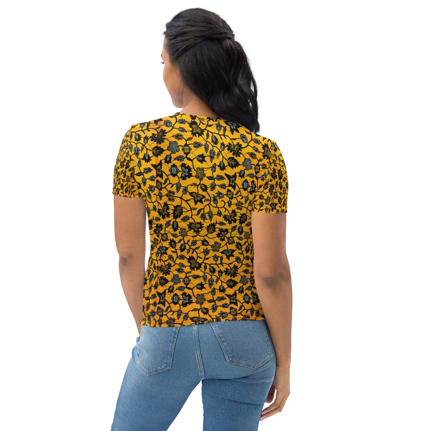 Yellow & Leaves Ankara Women's T-shirt