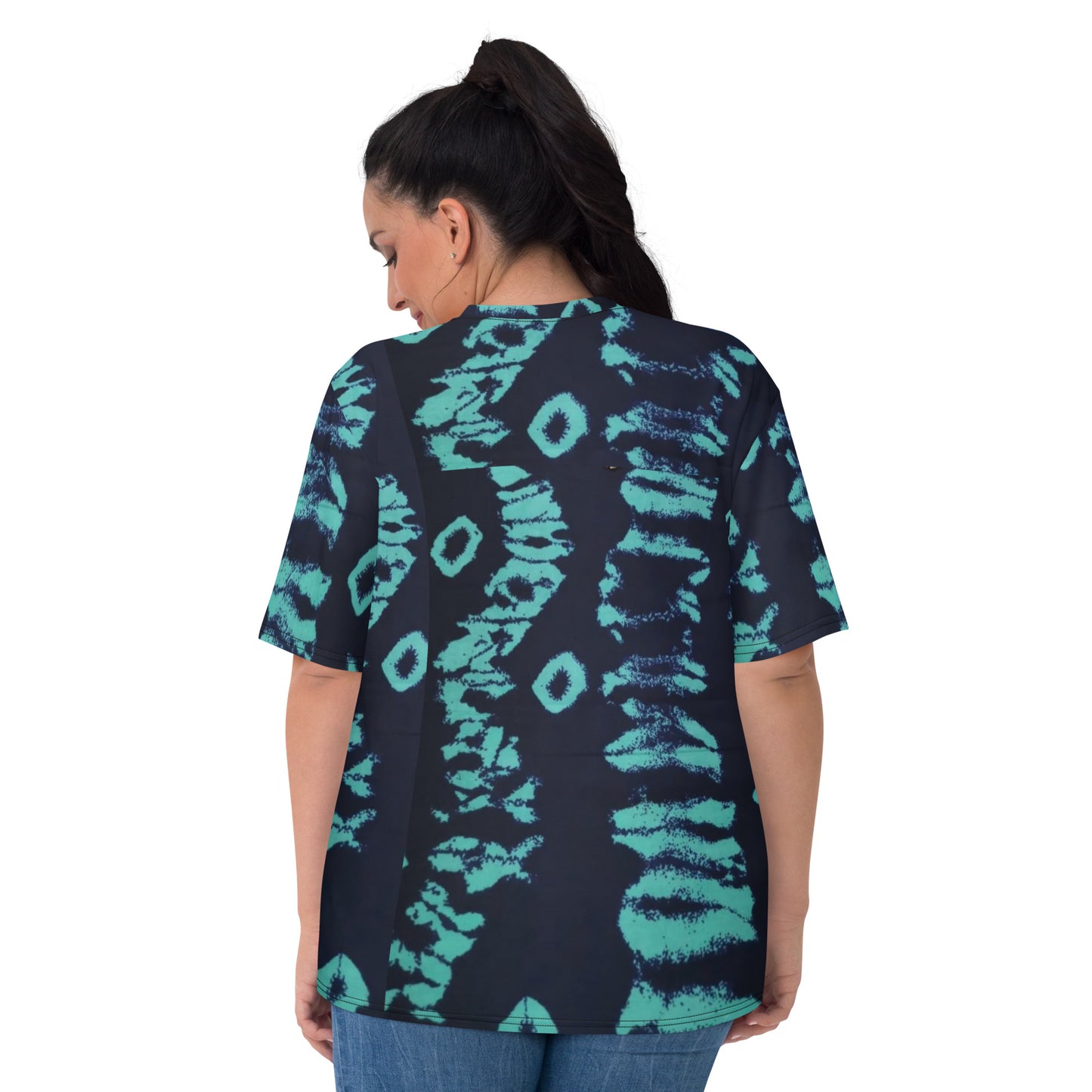 Turquoise Adire Ankara Women's T-shirt