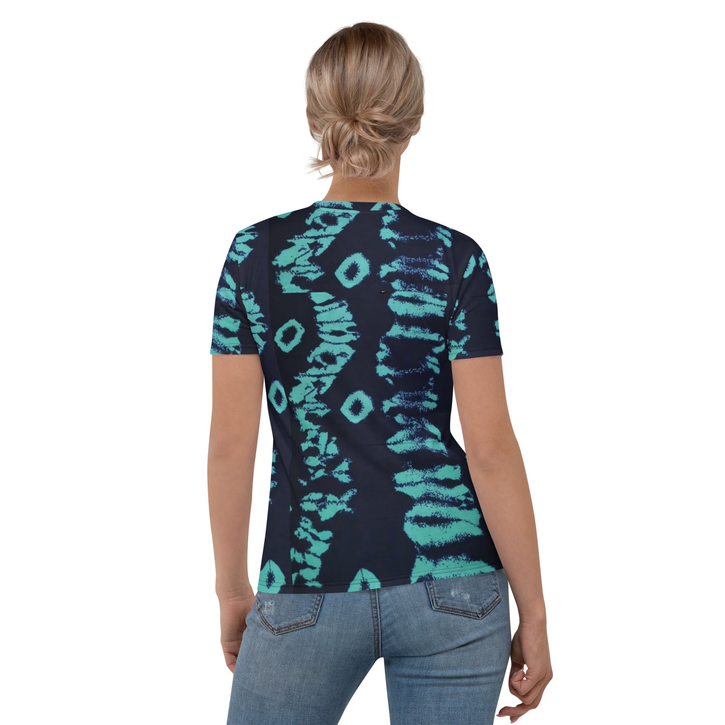 Turquoise Adire Ankara Women's T-shirt