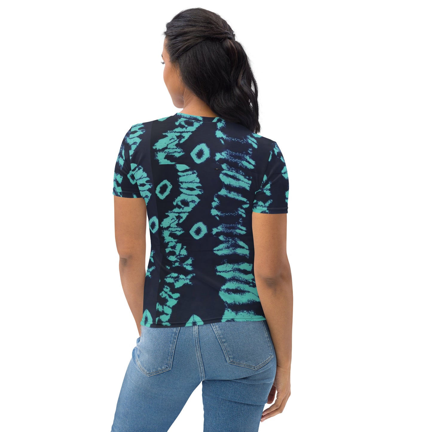 Turquoise Adire Ankara Women's T-shirt